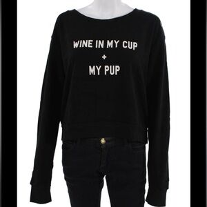 Wildfox WINE IN MY CUP + MY PUP Cropped Sweater